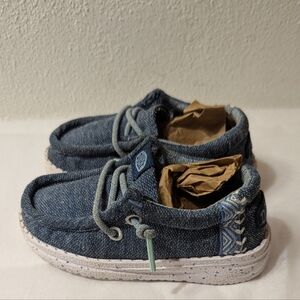 HeyDude Shoes Toddler Wally T Coastline Shoes in Blue  Speckle Sole size C7